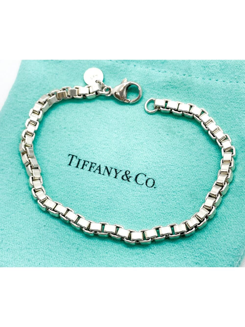 Tiffany & Co Sterling Silver Venetian Bracelet 7.5" with Pouch